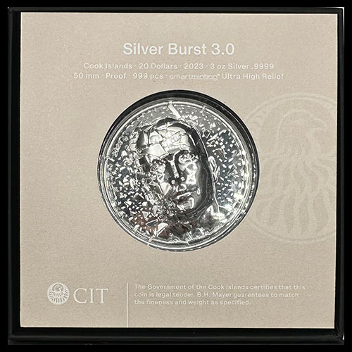 COOK ISLANDS - 20 DOLLARS, 2023 - SILVER BURST 3.0 - ELIZABETH II - MONEDA DE PLATA